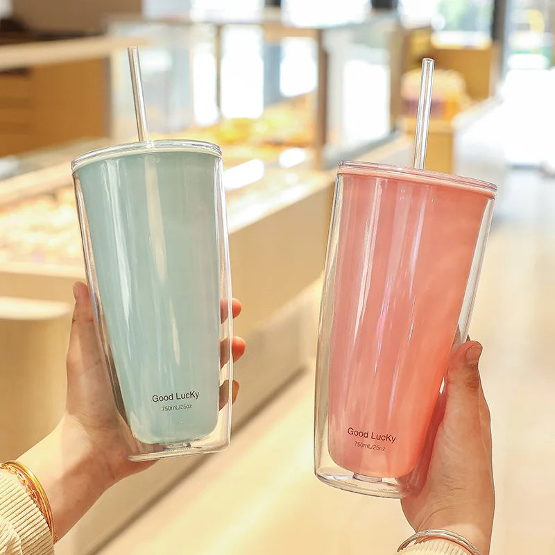 750ml Large-Capacity Double-Layered Water Bottle