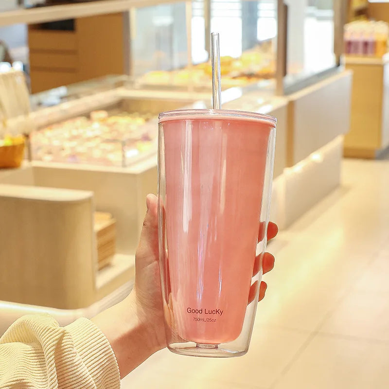 750ml Large-Capacity Double-Layered Water Bottle