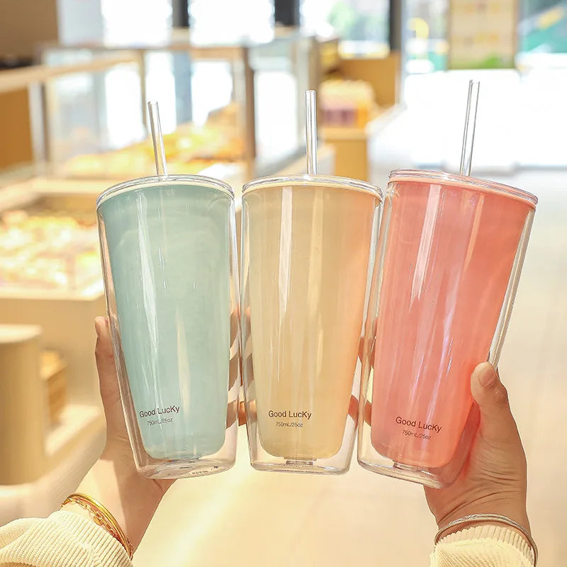 750ml Large-Capacity Double-Layered Water Bottle