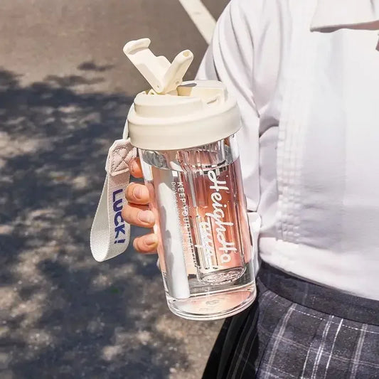 600ML Summer Straw Water Bottle