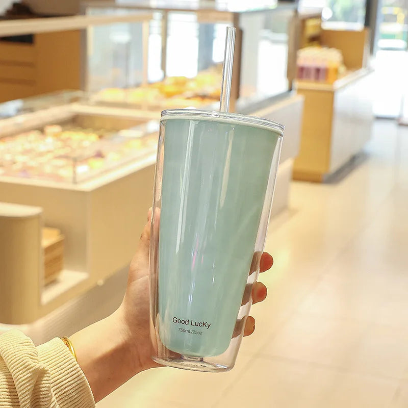 750ml Large-Capacity Double-Layered Water Bottle