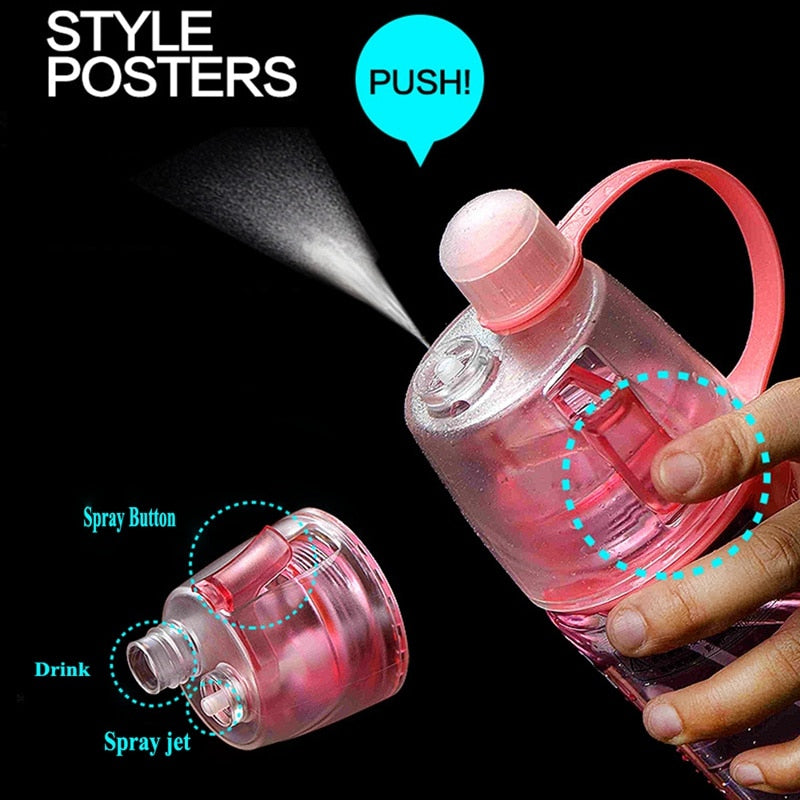 400ml / 600ml Water Bottle Outdoor Sports Mist Spray Bottle