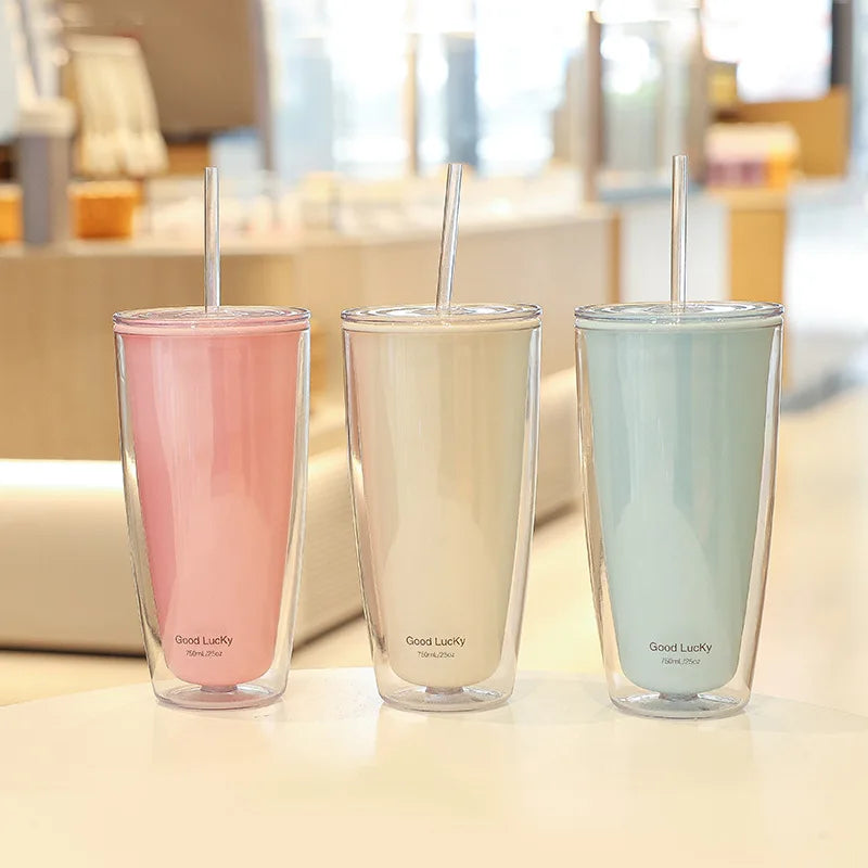 750ml Large-Capacity Double-Layered Water Bottle